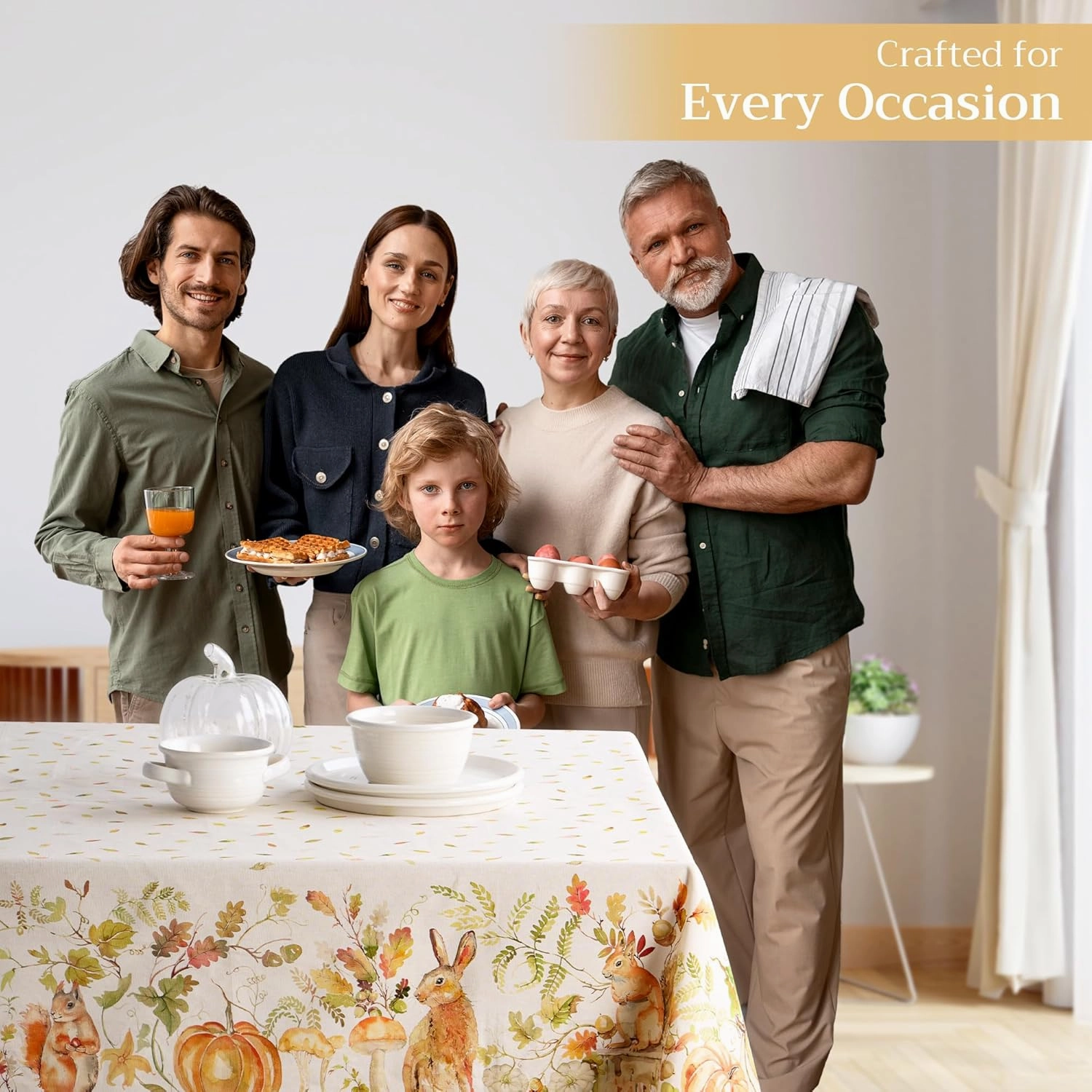 Maison d' Hermine Table Cloth Rectangle Table 100% Cotton 60 x 108 Inches Tablecloth Reusable Decorative Everyday Use for Dining Room, Farmhouse, Home, Party, Festive & Wedding - Pumpkin Passion