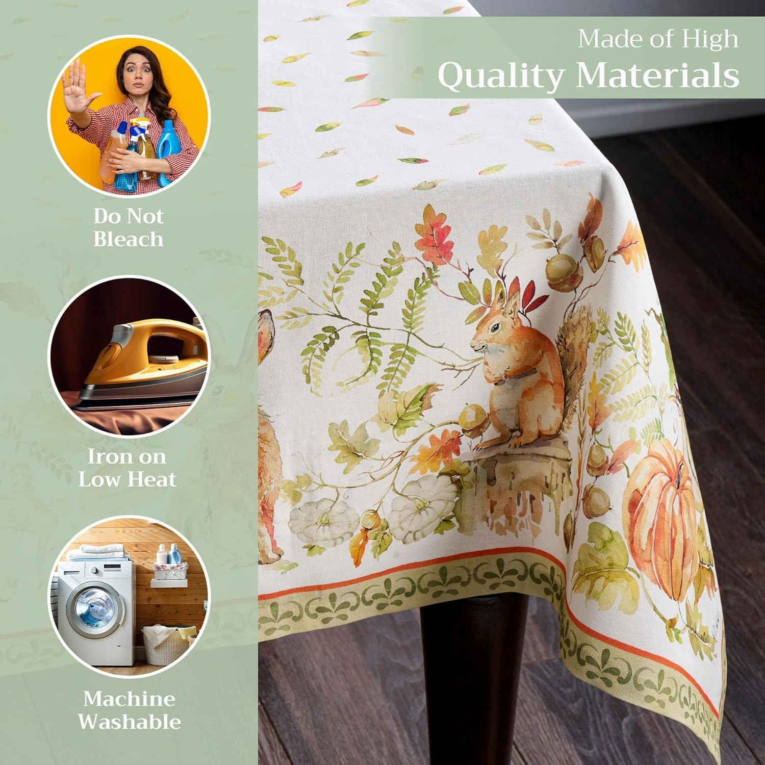 Maison d' Hermine Table Cloth Rectangle Table 100% Cotton 60 x 108 Inches Tablecloth Reusable Decorative Everyday Use for Dining Room, Farmhouse, Home, Party, Festive & Wedding - Pumpkin Passion