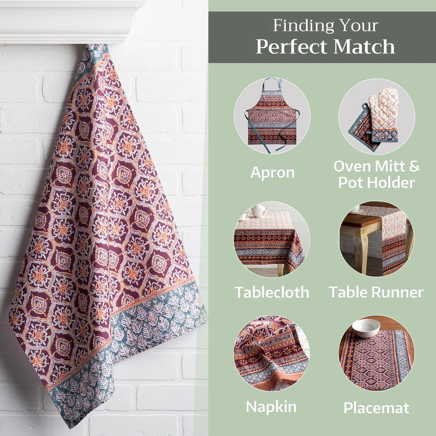 Maison d'Hermine Kitchen Towels Set of 3 100% Cotton 27.50" x 20" Reusable Cloth Tea Dish Towels Absorbent with Hanging Loop for Kitchen, Home, Dining, Cocktail Parties (Fair Isle)