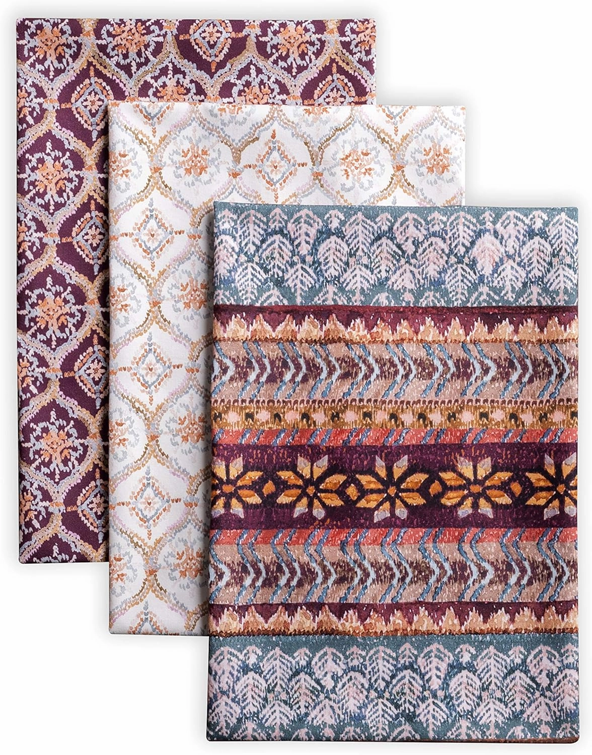 Maison d'Hermine Kitchen Towels Set of 3 100% Cotton 27.50" x 20" Reusable Cloth Tea Dish Towels Absorbent with Hanging Loop for Kitchen, Home, Dining, Cocktail Parties (Fair Isle)
