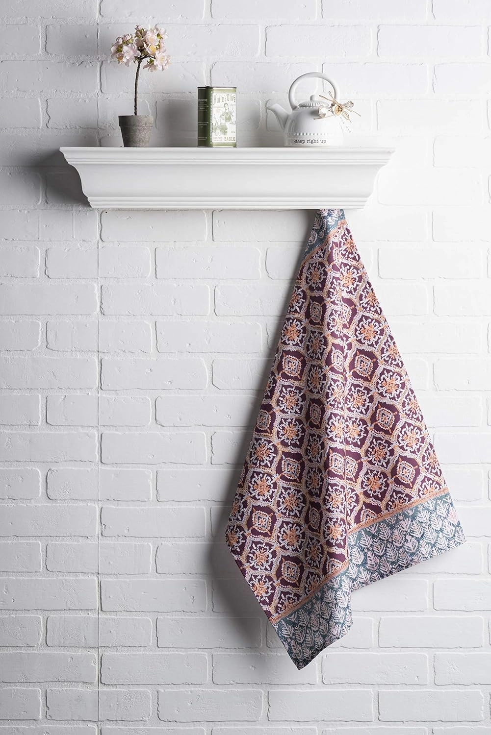 Maison d'Hermine Kitchen Towels Set of 3 100% Cotton 27.50" x 20" Reusable Cloth Tea Dish Towels Absorbent with Hanging Loop for Kitchen, Home, Dining, Cocktail Parties (Fair Isle)