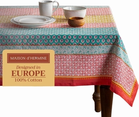 Maison d'Hermine Table Cloth Rectangle Table 100% Cotton 54 x 72 Inches Tablecloth Reusable Decorative Everyday Use for Dining Room, Farmhouse, Home, Party, Festive & Wedding Spring Summer - Provence