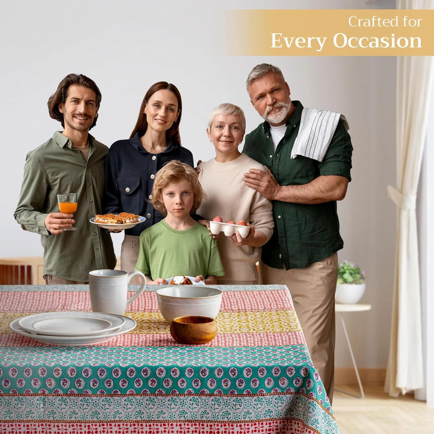 Maison d'Hermine Table Cloth Rectangle Table 100% Cotton 54 x 72 Inches Tablecloth Reusable Decorative Everyday Use for Dining Room, Farmhouse, Home, Party, Festive & Wedding Spring Summer - Provence