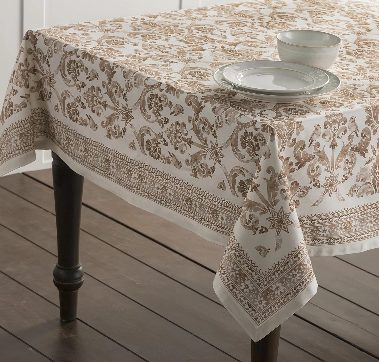 Maison d'Hermine Table Cloth Square Table 100% Cotton 54 x 54 Inches Tablecloth Reusable Decorative Everyday Use for Dining Room, Farmhouse, Home, Party, Festive & Wedding - Allure