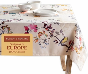 Maison d'Hermine Table Cloth Square Table 100% Cotton 54 x 54 Inches Tablecloth Reusable Decorative Everyday Use for Dining Room, Farmhouse, Home, Party, Festive & Wedding - Equinoxe - Beige