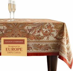 Maison d'Hermine Table Cloth Square Table 100% Cotton 54 x 54 Inches Tablecloth Reusable Decorative Everyday Use for Dining Room, Farmhouse, Home, Party, Festive & Wedding - Kashmir Paisley