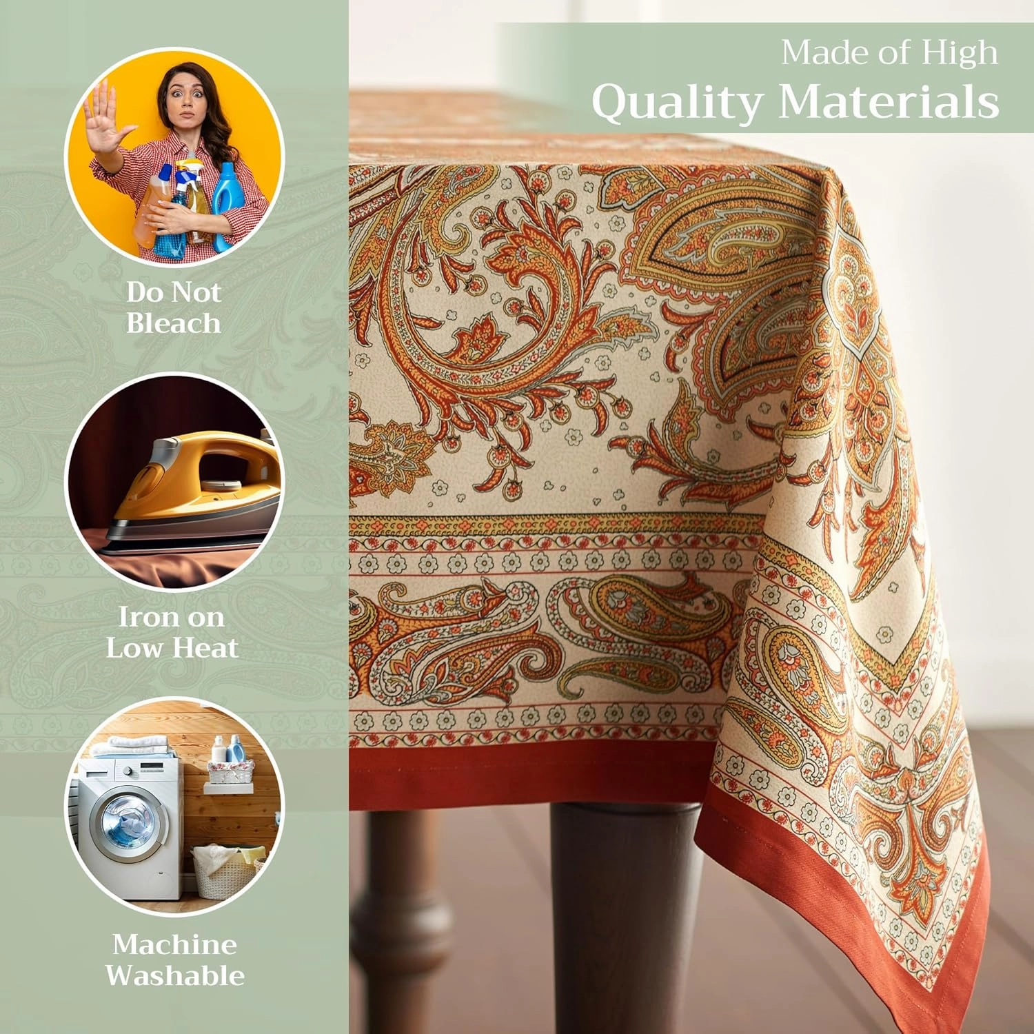 Maison d'Hermine Table Cloth Square Table 100% Cotton 54 x 54 Inches Tablecloth Reusable Decorative Everyday Use for Dining Room, Farmhouse, Home, Party, Festive & Wedding - Kashmir Paisley