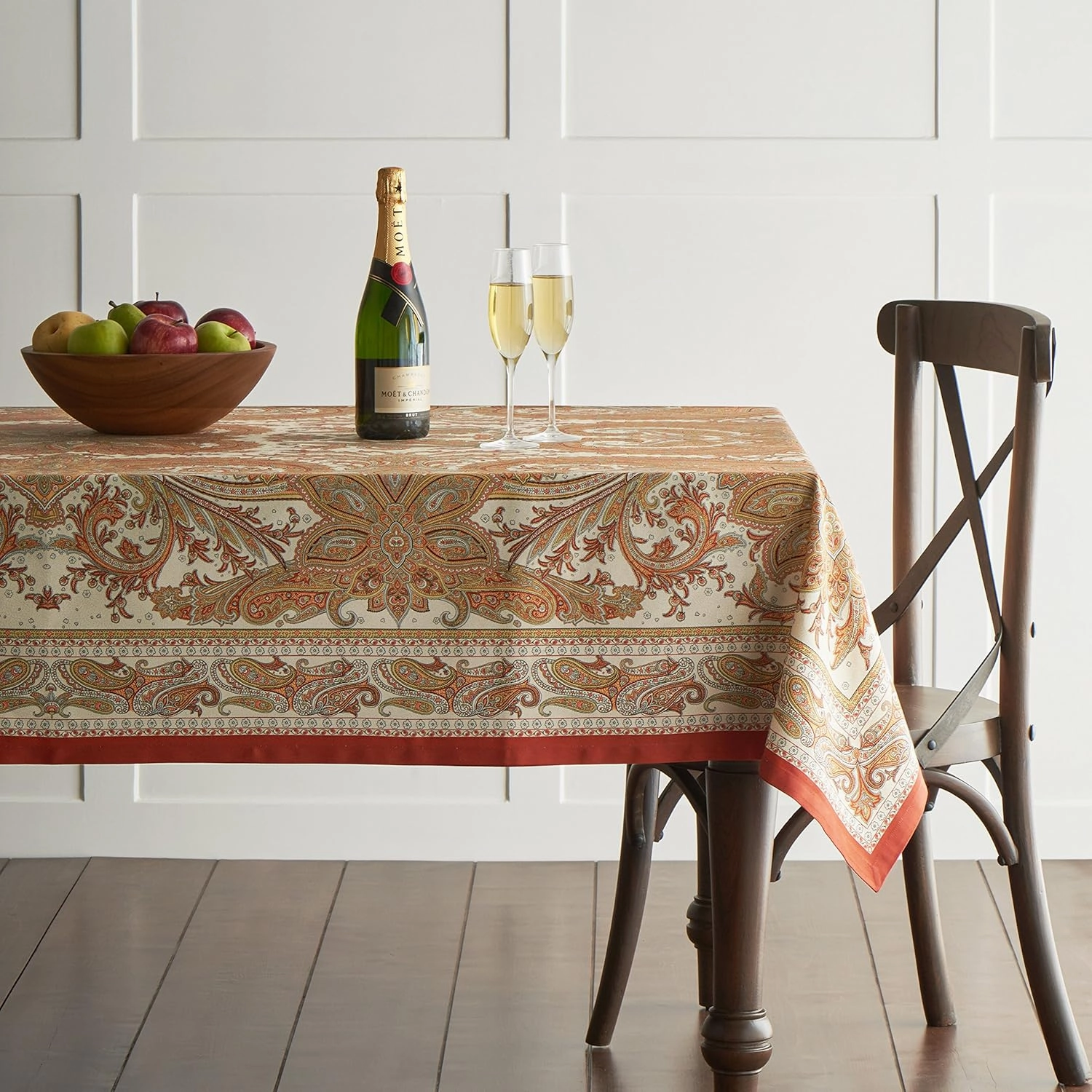 Maison d'Hermine Table Cloth Square Table 100% Cotton 54 x 54 Inches Tablecloth Reusable Decorative Everyday Use for Dining Room, Farmhouse, Home, Party, Festive & Wedding - Kashmir Paisley