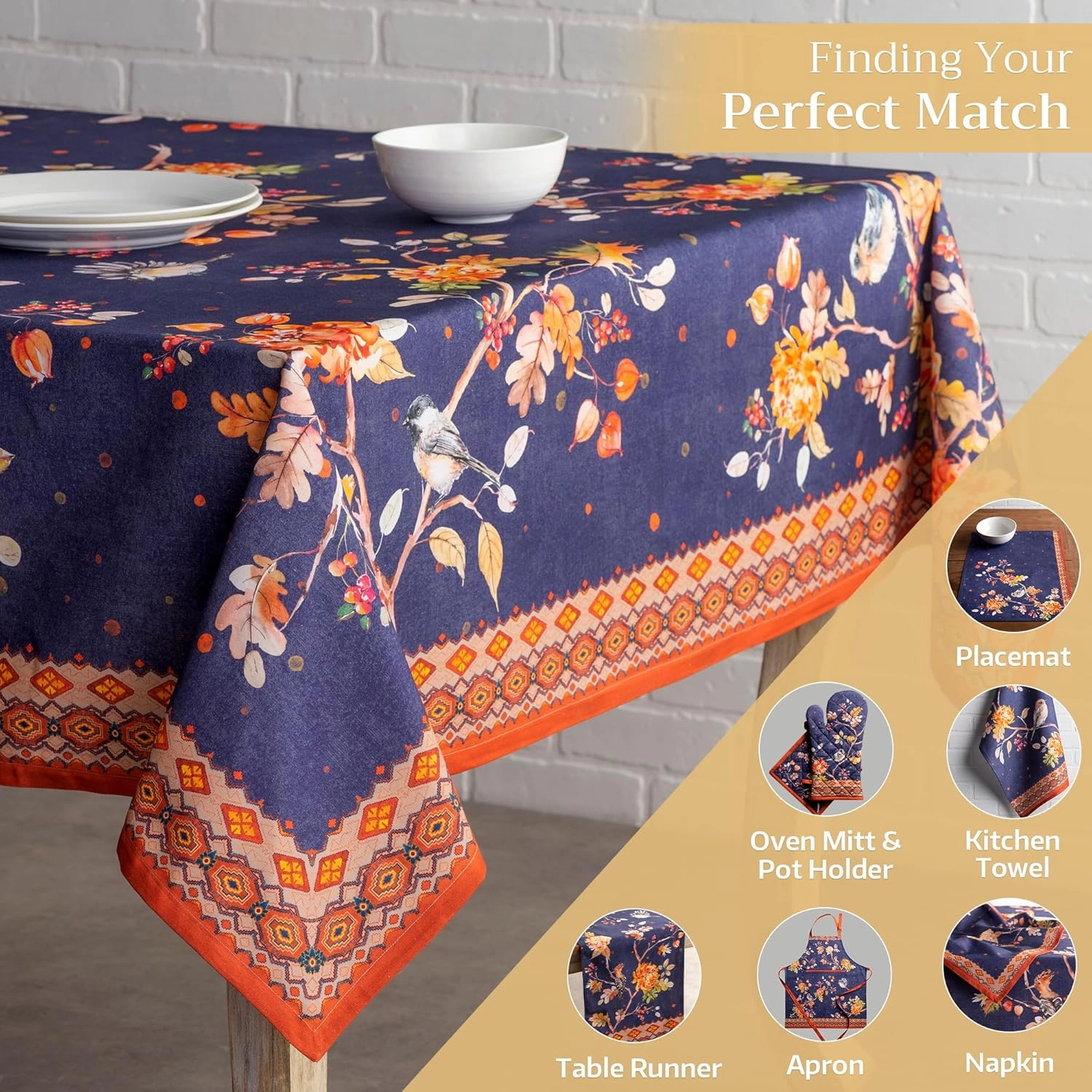 Maison d'Hermine Table Cloth Square Table 100% Cotton 60 x 60 Inches Tablecloth Reusable Decorative Everyday Use for Dining Room, Farmhouse, Home, Party, Festive & Wedding - Kelim - Infinity