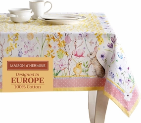 Maison d'Hermine Table Cloth Square Table 100% Cotton 60 x 60 Inches Tablecloth Reusable Decorative Everyday Use for Dining Room, Farmhouse, Home, Party, Festive & Wedding Spring Summer - Easter Zest