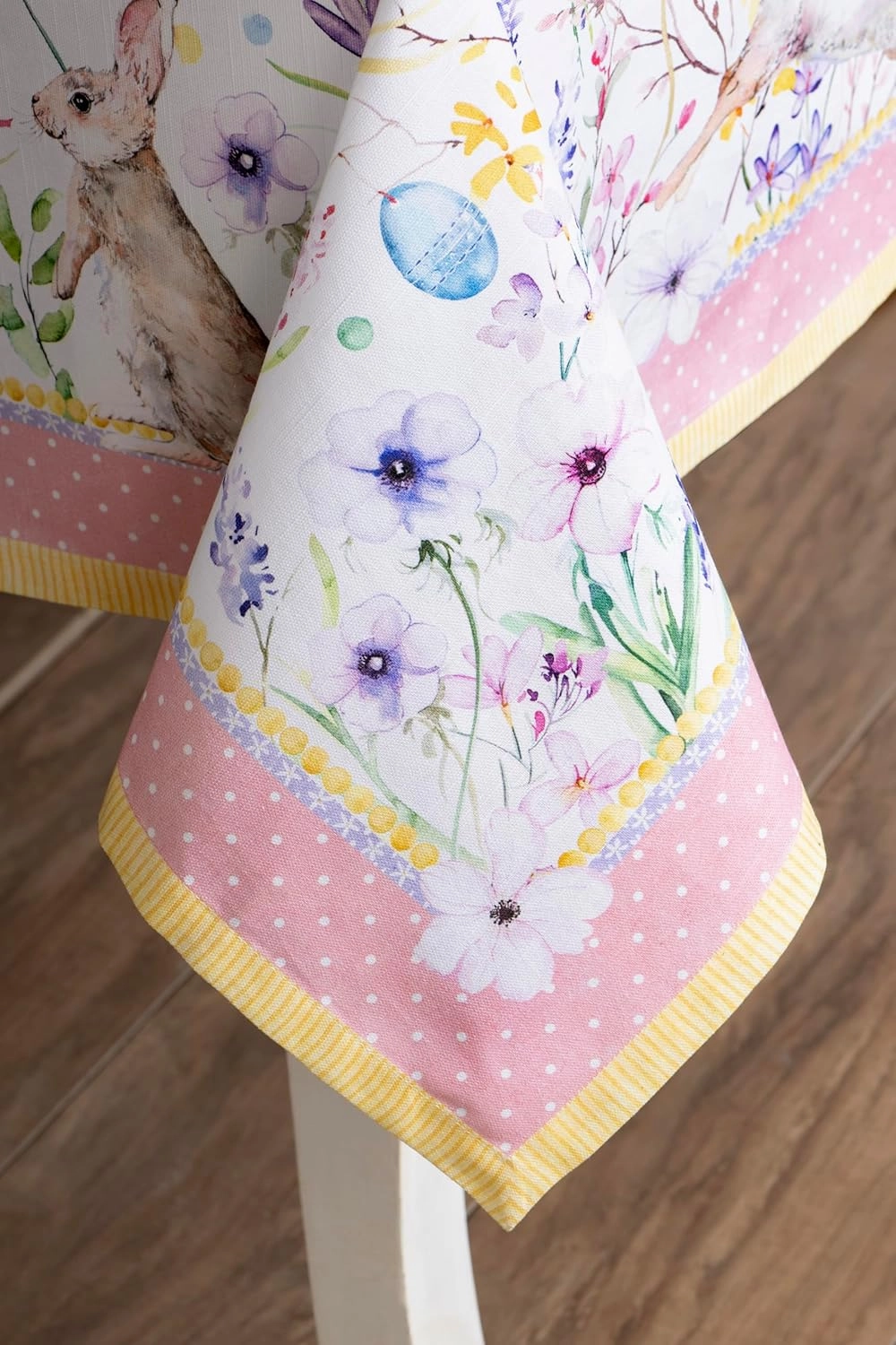 Maison d'Hermine Table Cloth Square Table 100% Cotton 60 x 60 Inches Tablecloth Reusable Decorative Everyday Use for Dining Room, Farmhouse, Home, Party, Festive & Wedding Spring Summer - Easter Zest