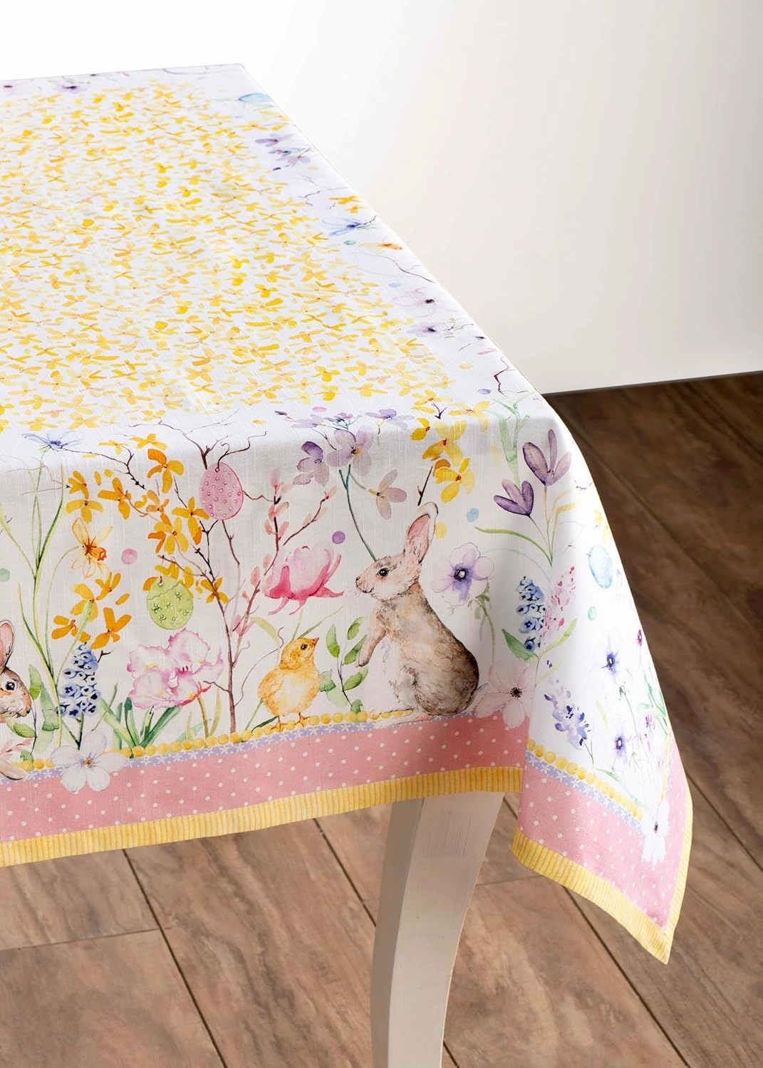 Maison d'Hermine Table Cloth Square Table 100% Cotton 60 x 60 Inches Tablecloth Reusable Decorative Everyday Use for Dining Room, Farmhouse, Home, Party, Festive & Wedding Spring Summer - Easter Zest