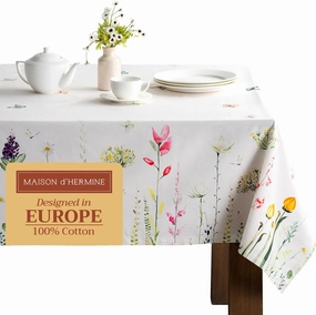 Maison d'Hermine Table Cloth Square Table 100% Cotton 60 x 60 Inches Tablecloth Reusable Decorative for Dining Room, Farmhouse, Home, Party, Festive & Wedding Spring Summer - Botanical Fresh