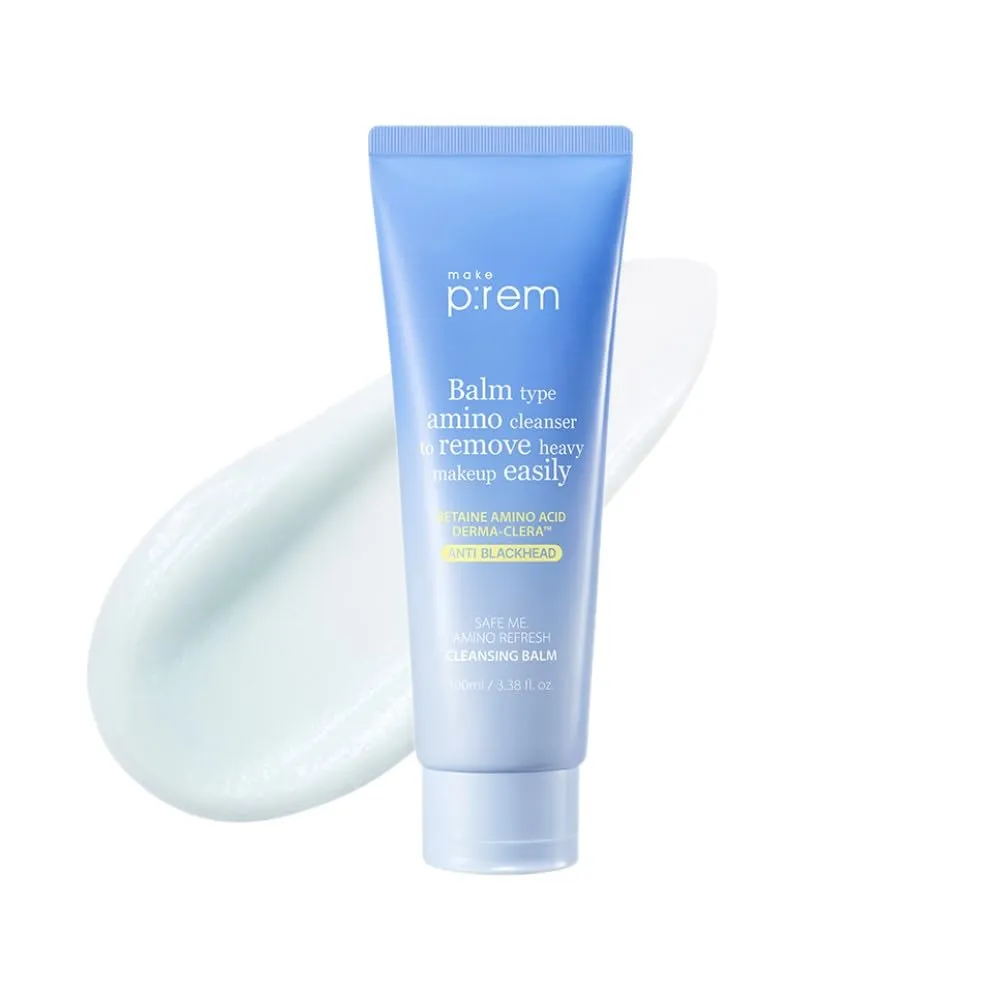 MAKE P:REM Safe Me. Amino Refresh Cleansing Balm, Gentle Tubed Balm for Deep Cleansing, Eye-Safe, Removes Makeup and Blackheads, Korean Skin Care, 100ml, 3.38 Fl.Oz.