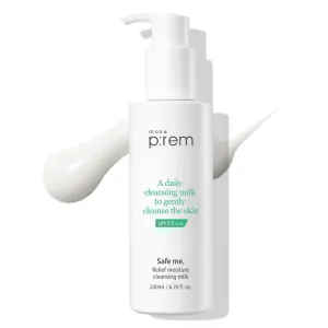 MAKE P:REM Safe Me. Relief Moisture Cleansing Milk, Hydrating Gentle Facial Cleanser for Sensitive Skin with Soy Protein, Korean Face Wash, Korean Skin Care, 6.76 fl.oz., 200ml
