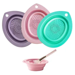 Makeup Brush Cleaner,Ideal for Efficient Cleaning of Makeup Brushes Mat .Travel-Friendly and Portable Foldable Silicone Makeup Brush Cleaning Tool 3 Pack