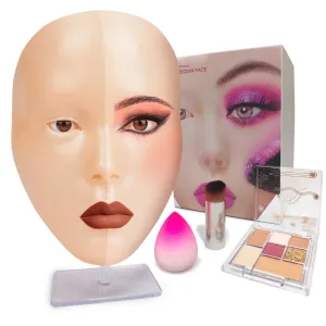 Makeup Mannequin Face with Practice Board, 5D Silicone Full Face Practice Eyelash Eye Shadow, for Emerging Makeup Artist, Beginners, Girl's Gift (Yellow)
