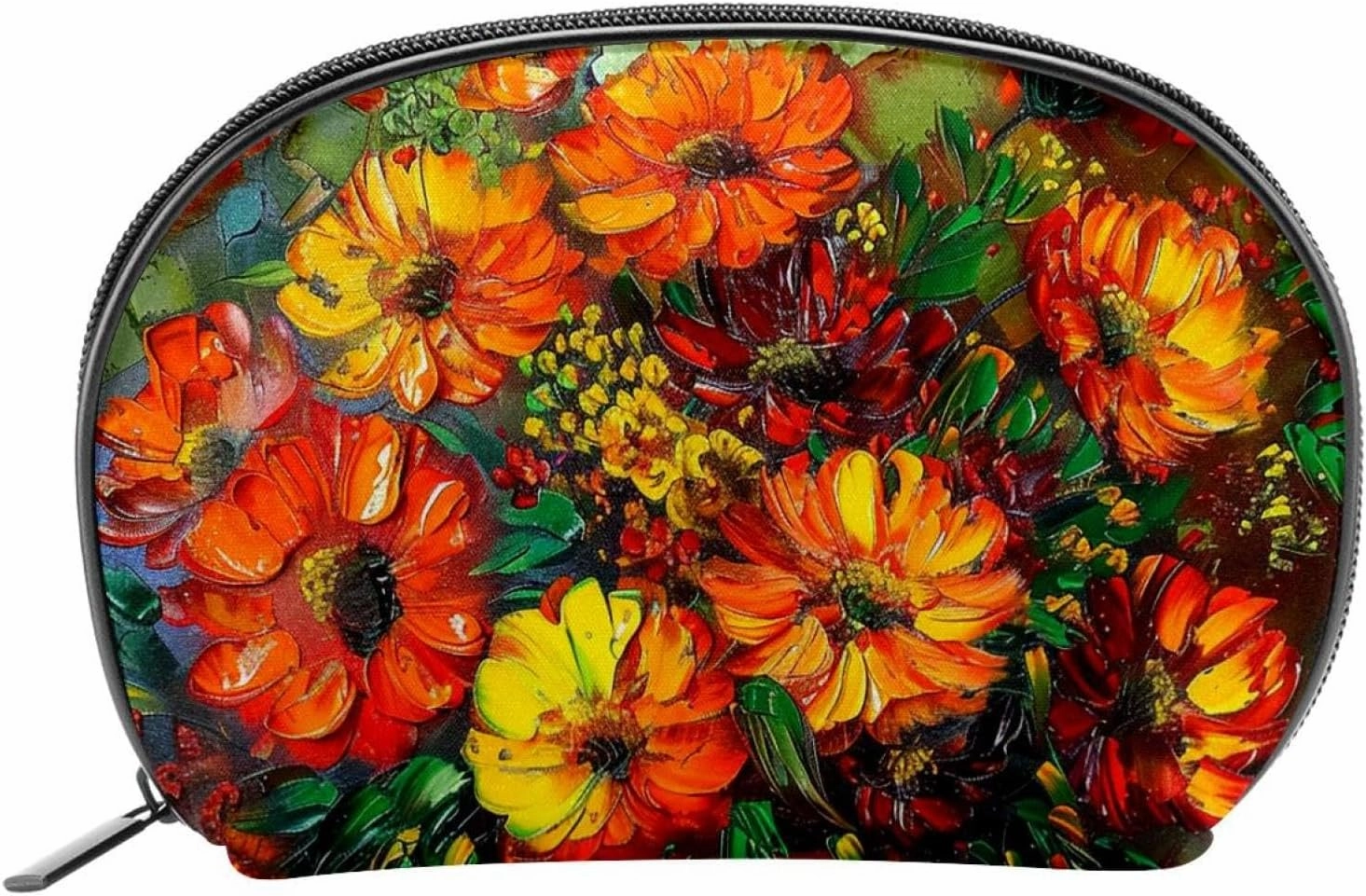 Makeup Bag Organizer,Cosmetic Bags for Women,Daisy Oil Painting Flower,Small Makeup Pouch