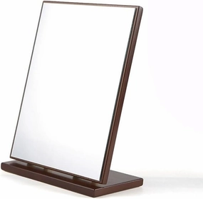 Makeup Mirror Desktop Vanity Mirror Desktop Folding Creative Vanity Mirror Rotating Wooden Mirror Women's Portable Vanity Mirror Beauty Mirror(Large)
