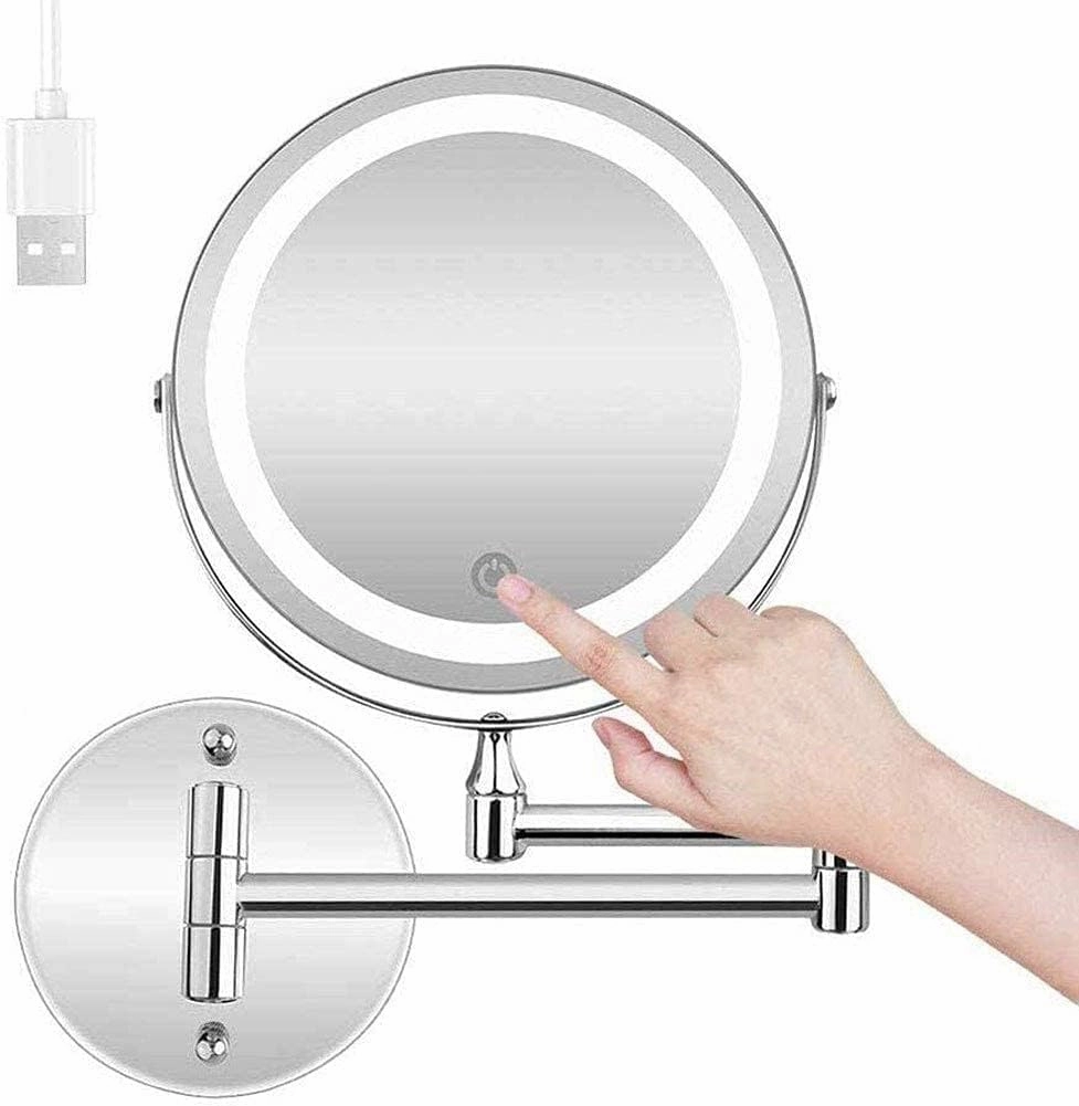 Makeup Mirror Wall Mount 10X Makeup Mirror Touch Sn, Double Source Vanity Mirror