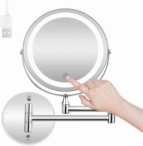 Makeup Mirror Wall Mount 10X Makeup Mirror Touch Sn, Double Source Vanity Mirror