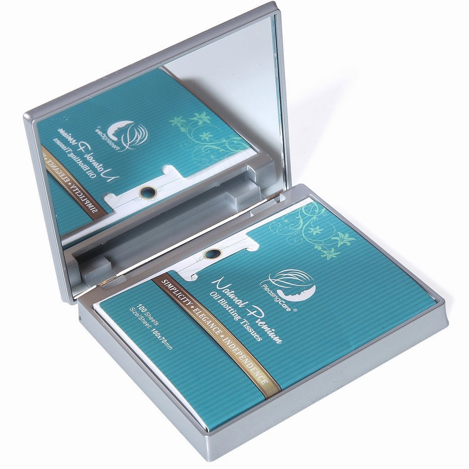 Makeup Mirror with Facial Oil Blotting Paper Sheets - Bamboo Charcoal 100 Counts