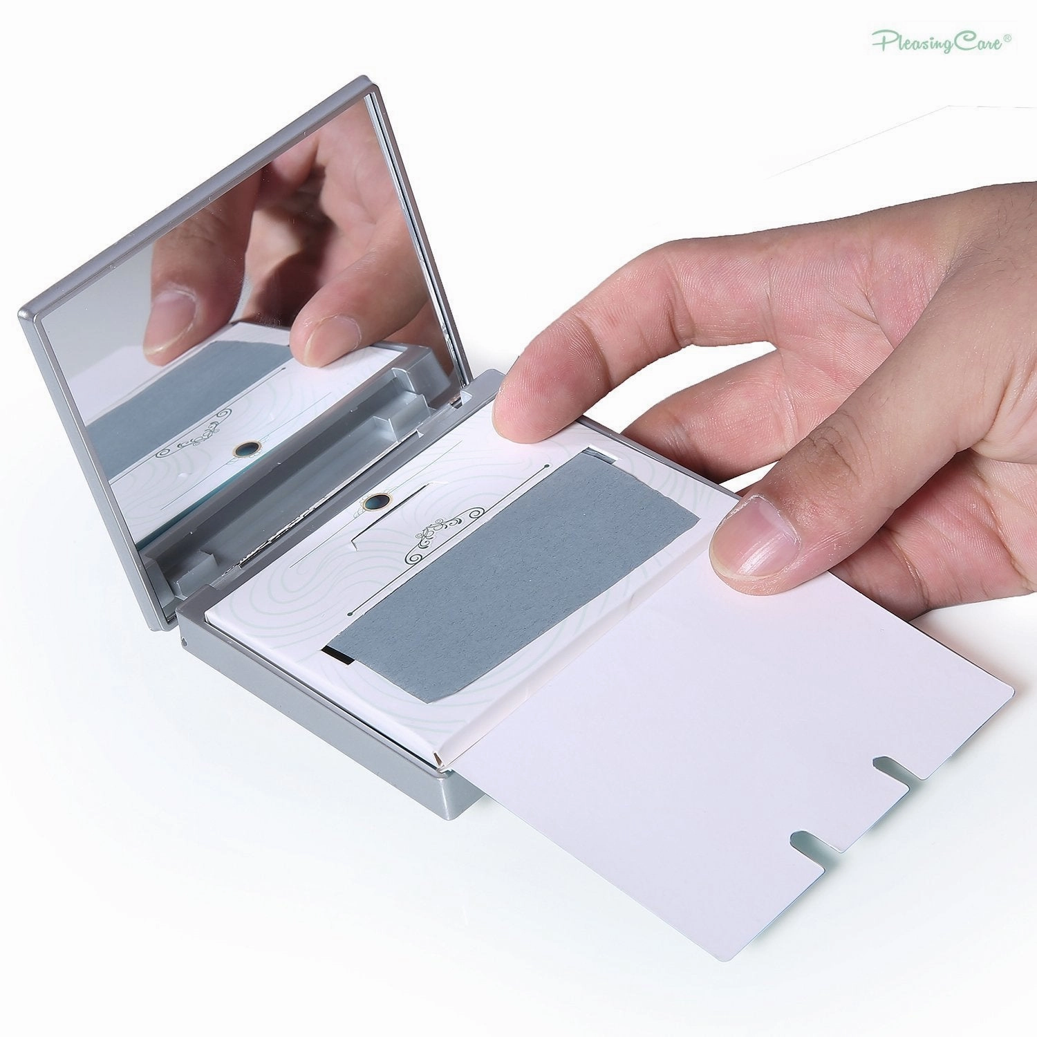Makeup Mirror with Facial Oil Blotting Paper Sheets - Bamboo Charcoal 100 Counts