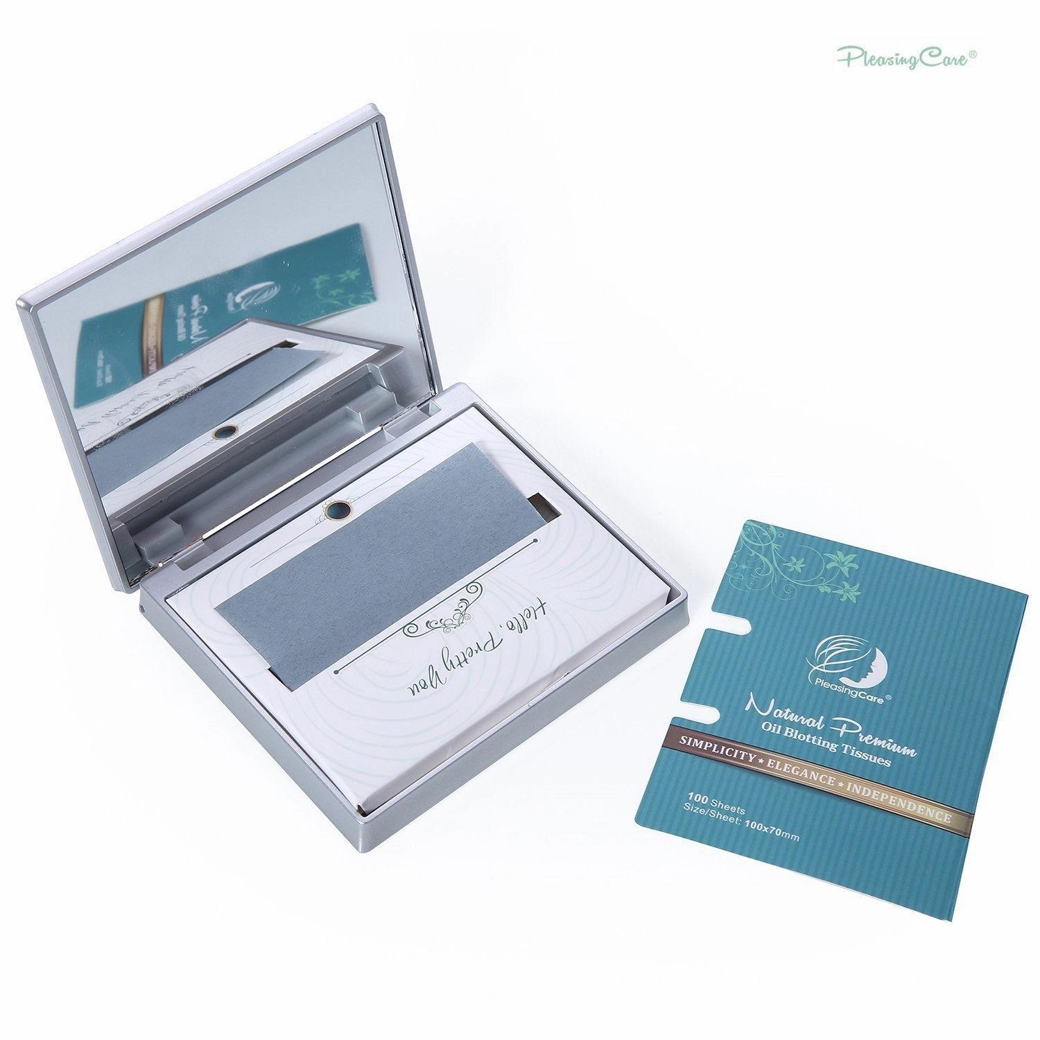 Makeup Mirror with Facial Oil Blotting Paper Sheets - Bamboo Charcoal 100 Counts