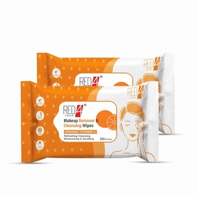 Makeup Remover & Cleansing Wipes |Paraben-Free | 25 Sheets for Refreshing, Cleansing Moisturizing & Soothing Skin (Pack of 2, Vitamin-C)