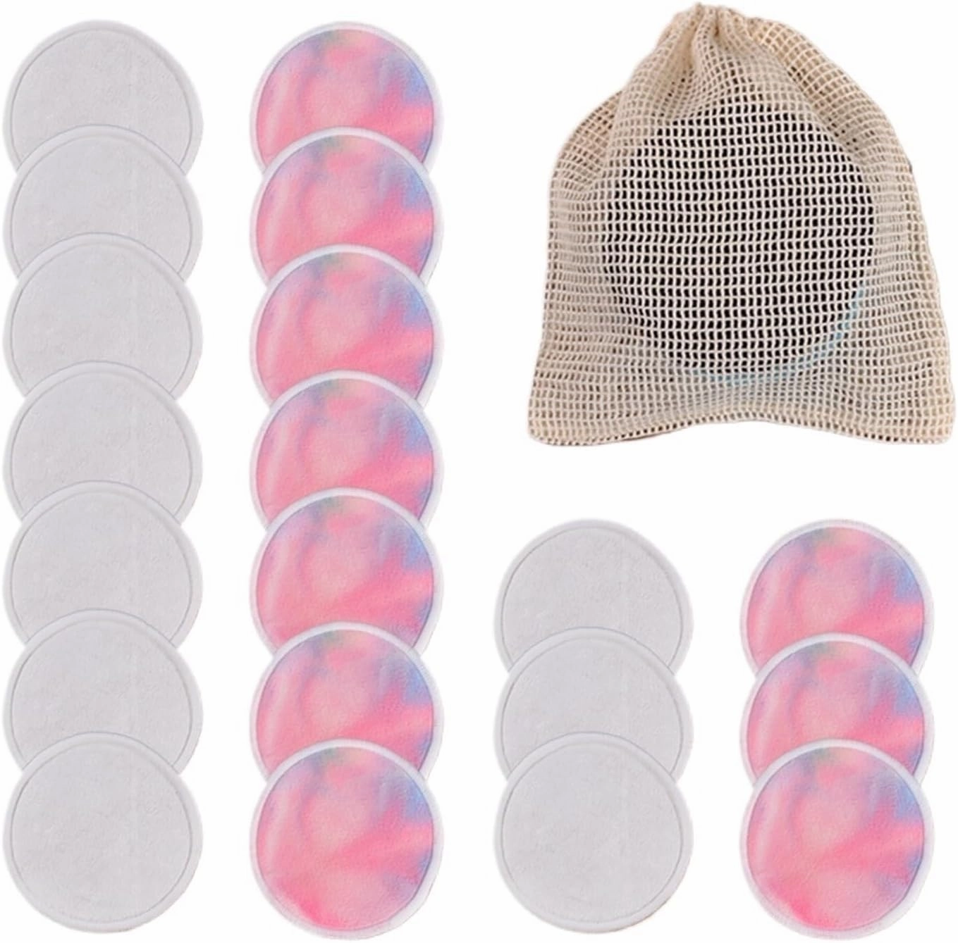 Makeup Remover Pads 20Piece/Pack Makeup Remover Pads Washable Rounds Cleaning Cotton(20Pcs Blue)