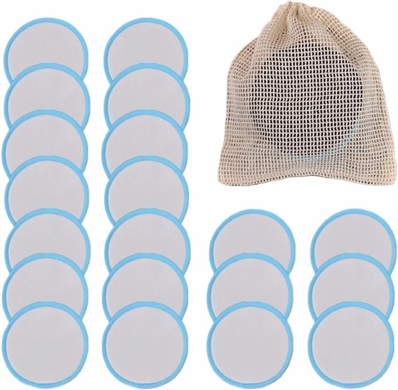 Makeup Remover Pads 20Piece/Pack Makeup Remover Pads Washable Rounds Cleaning Cotton(20Pcs Blue)