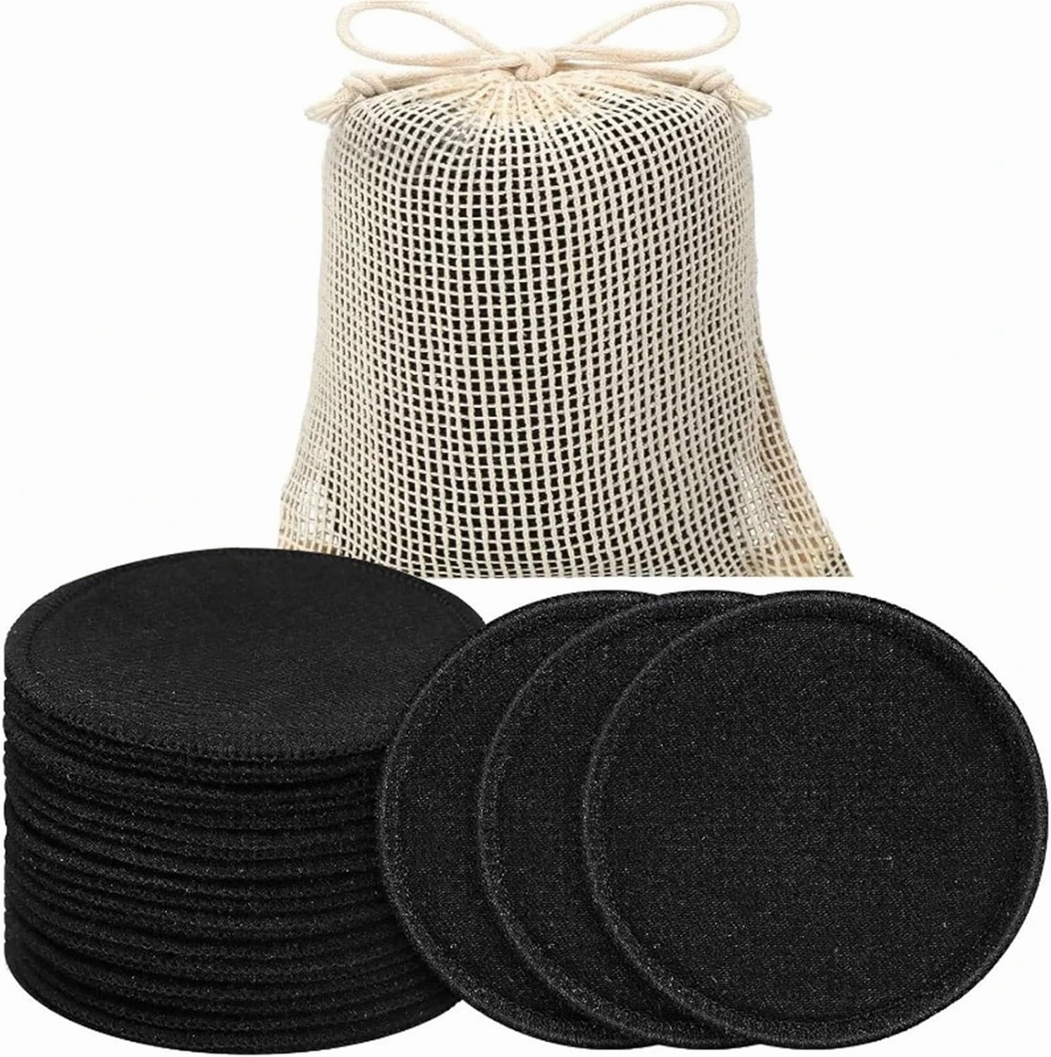 Makeup Remover Pads Reusable Makeup Remover Pads Natural Washable Cotton Rounds(Black)