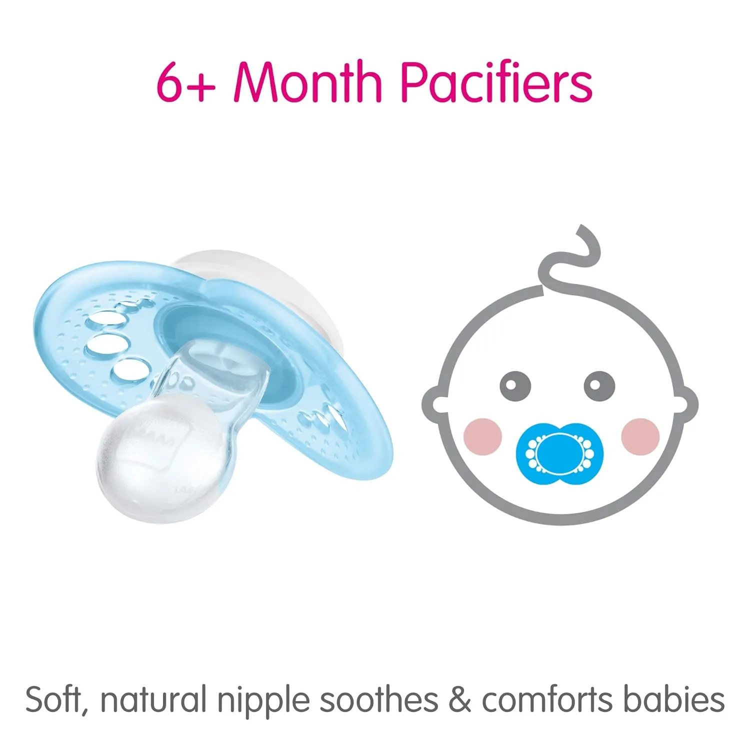 MAM Original Matte Baby Pacifier, Nipple Shape Helps Promote Healthy Oral Development & Night Pacifiers (2 Count), MAM Pacifiers 6  Months, Best Pacifier for Breastfed Babies