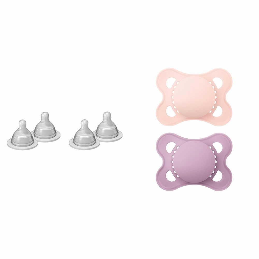MAM Bottle Nipples Extra Slow Flow Nipple Size 0, for Newborn Babies and Older & Original Matte Baby Pacifier, Nipple Shape Helps Promote Healthy Oral Development