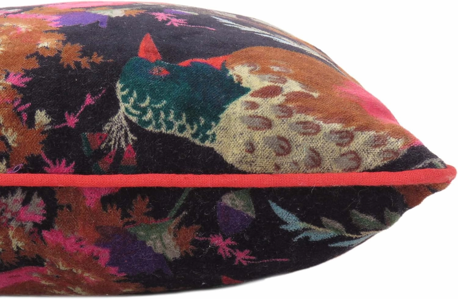 Mam Treasures Velvet Floral Flower Bird Throw Pillow Sofa Cushion Cover Case Couch Bohemian Accent Colorful Boho Chic Indian Handmade Cover Only (12X20 Inches, Black)