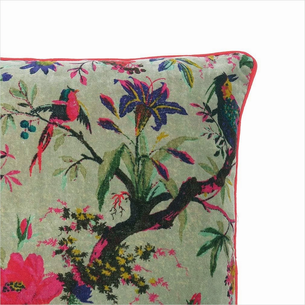 Mam Treasures Velvet Floral Flower Bird Throw Pillow Sofa Cushion Cover Case Couch Bohemian Accent Colorful Boho Chic Indian Handmade Cover Only (16X16 Inches, Olive)