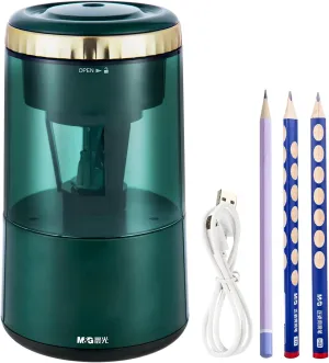 M&G Electric Pencil Sharpener, Portable Automatic Pencil Sharpener for Colored Pencils, Auto Stop,Fully Automatic Sharp & Fast, USB Operated for 7-8mm Pencils for Kids, School, Office, Home (Green)