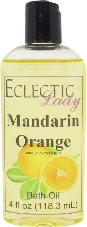 Mandarin Orange Bath Oil by Eclectic Lady - Scented Bath Oil - Relaxing & Moisturizing Bathing Oil - Fragrance Body Oil for Dry & Rough Sensitive Skin - Body Daily Nourishing Shower Oil (4 oz)