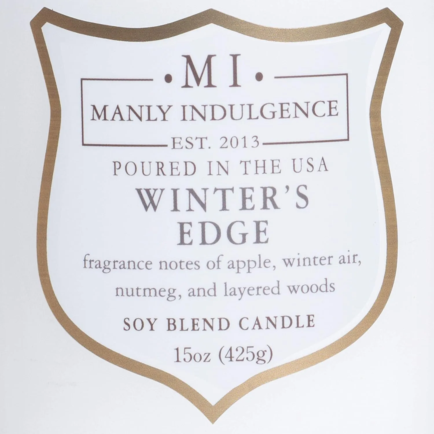 Manly Indulgence Winters Edge Scented Jar Candle, Wood Wick, Premium Soy Blend White Wax, 60 hr Burn, Matte Gray Jar Candle for Home and Men, 15 oz - USA Poured