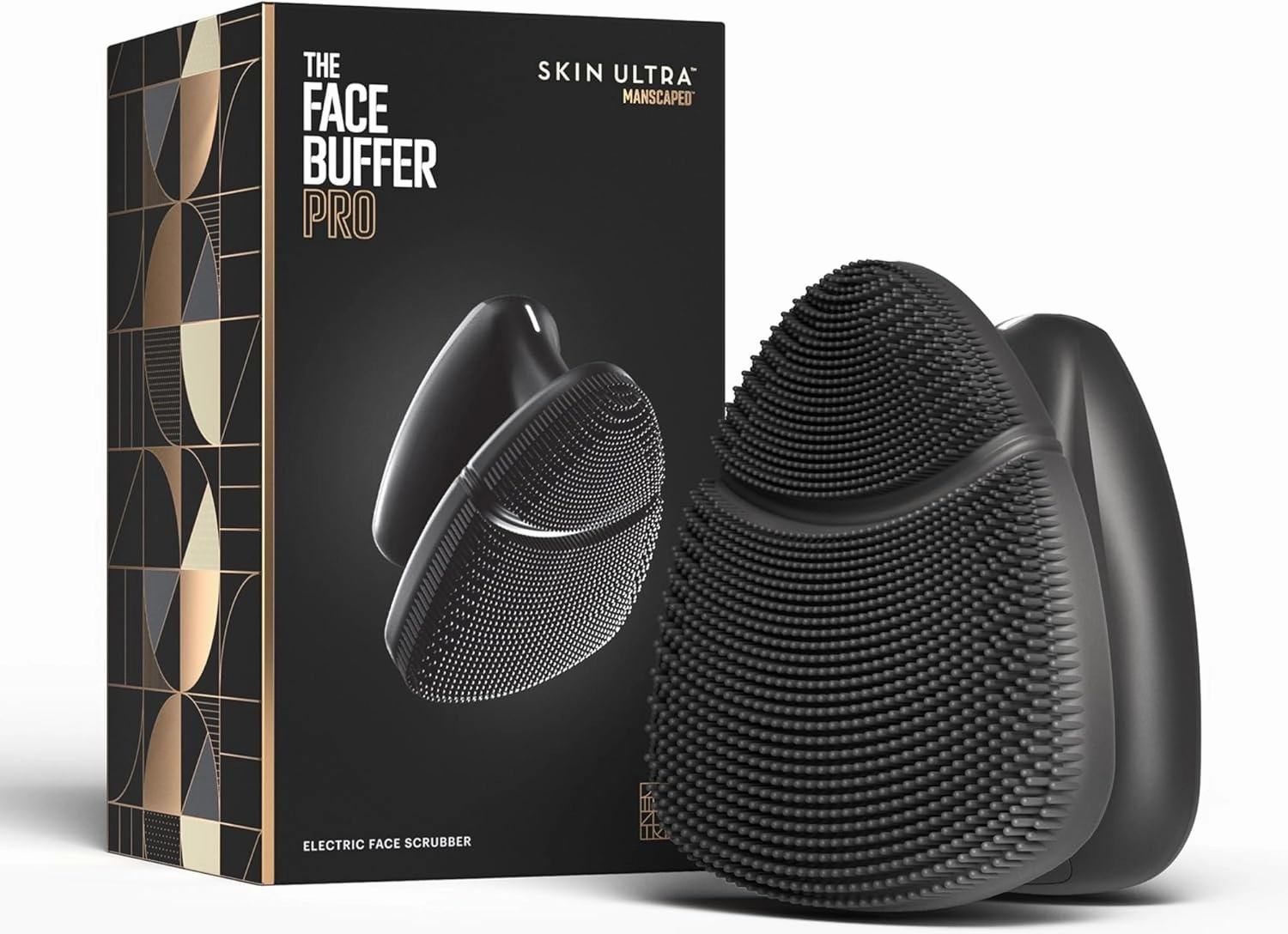 MANSCAPED® The Face Buffer PRO - Men's Electric Silicone Face Scrubber for Nourishing, Deep Cleaning & Exfoliating Your Skin, 3 Facial Cleansing Modes & 2 Sonic Vibration Speeds, Travel Lock