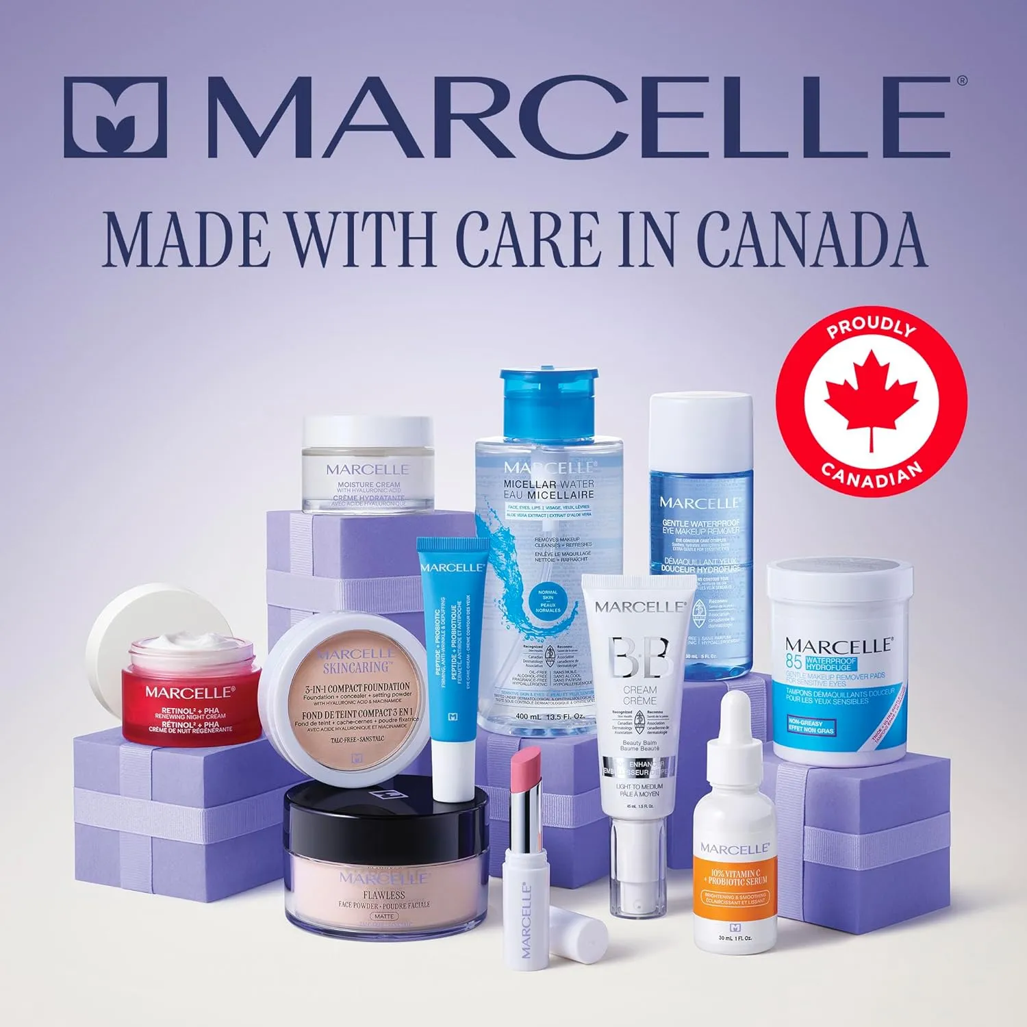 Marcelle Micellar Water, Waterproof, All Skin Types, Long-Lasting Makeup Remover, Argan Oil, Sensitive Skin and Eyes, Alcohol-Free, Fragrance-Free, Hypoallergenic, Cruelty-Free, 13.5 Fl. Oz.
