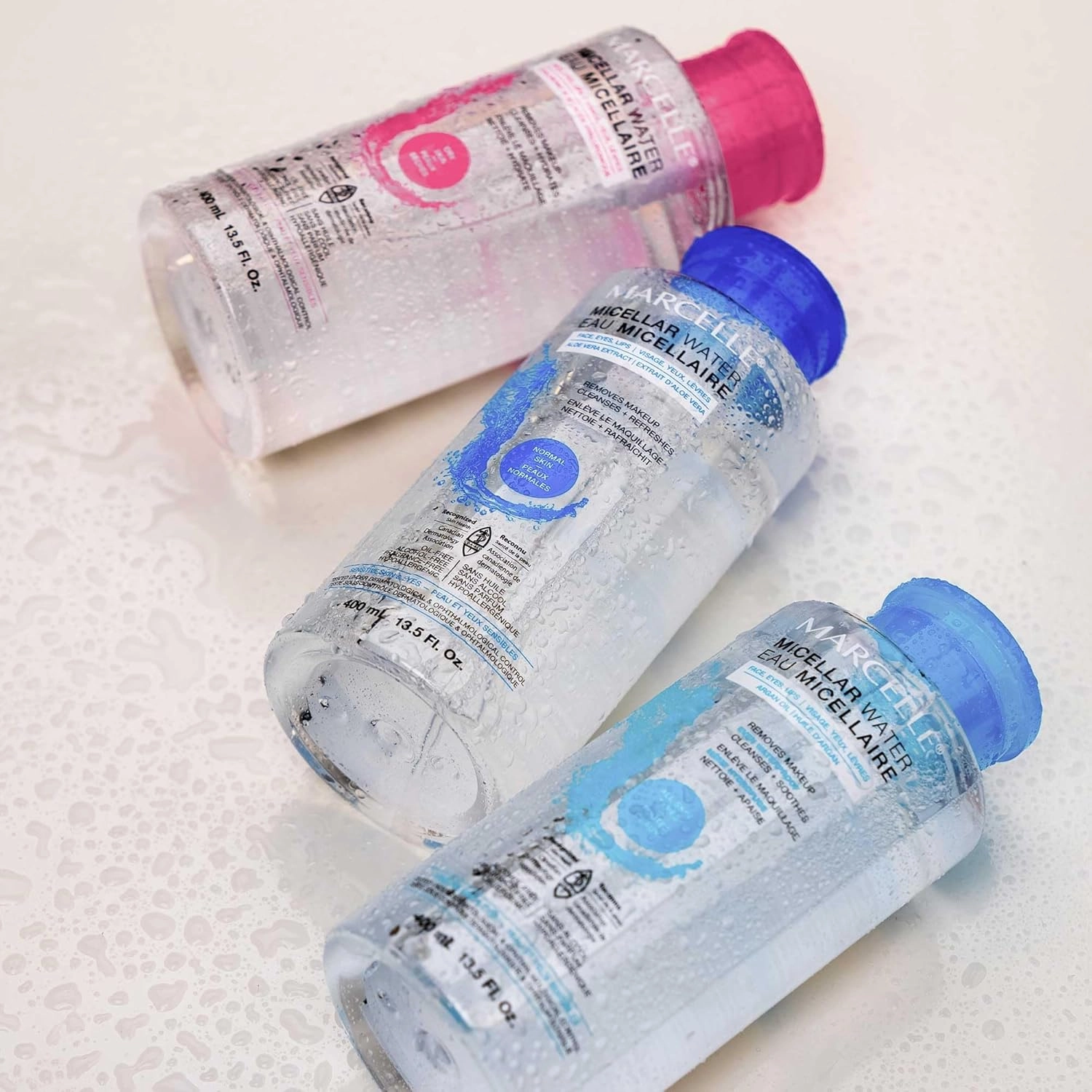 Marcelle Micellar Water, Dry Skin, Makeup Remover, Hyaluronic Acid, Sensitive Skin and Eyes, Oil-Free, Alcohol-Free, Fragrance-Free, Hypoallergenic, Cruelty-Free, 13.5 Fl. Oz.