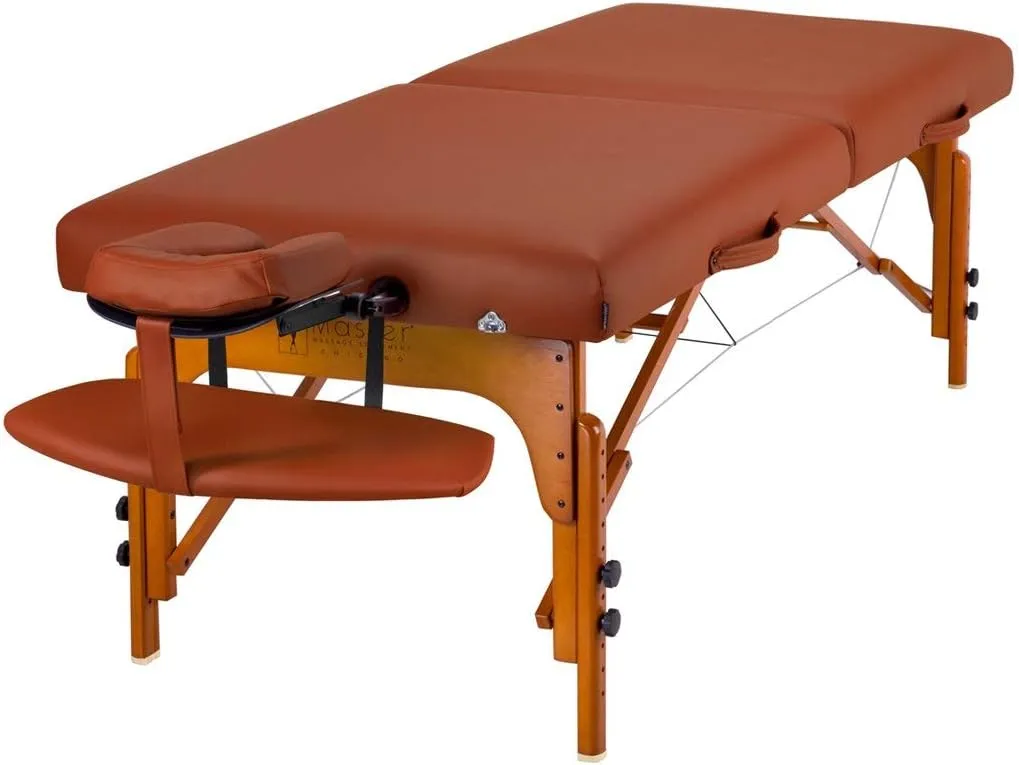 Master Massage 31" Santana Pro Portable Massage Table Package, Memory Foam Cushioning, Reiki Leg Panels, Mountain Red- Tattoo Table- Spa Bed- Folding Massage Table- Facial Bed