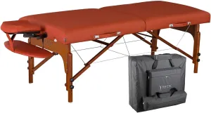 Master Massage 31" Santana Pro Portable Massage Table Package, Memory Foam Cushioning, Reiki Leg Panels, Mountain Red- Tattoo Table- Spa Bed- Folding Massage Table- Facial Bed