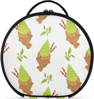 Matcha Ice Cream and Waffle Rolls Travel Makeup Bag Cosmetic Case Organizer Portable Storage Bag for Cosmetics Makeup Brushes Toiletry Jewelry Accessories