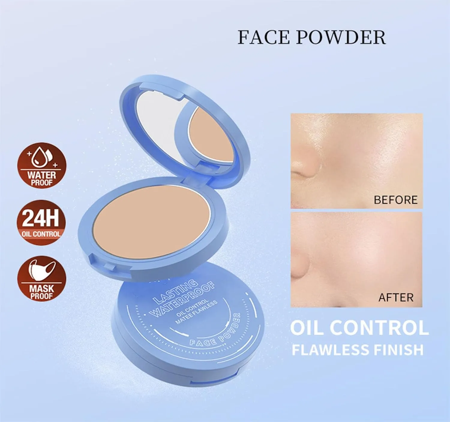 Matte Perfection Pressed Powder, Oil Control Face Pressed Powder, Lasting Waterproof Makeup, Matte Wet and Dry Powder, Get Smooth Flawless Fine Lightweight Finishing (#02 NATURALBEIGE)