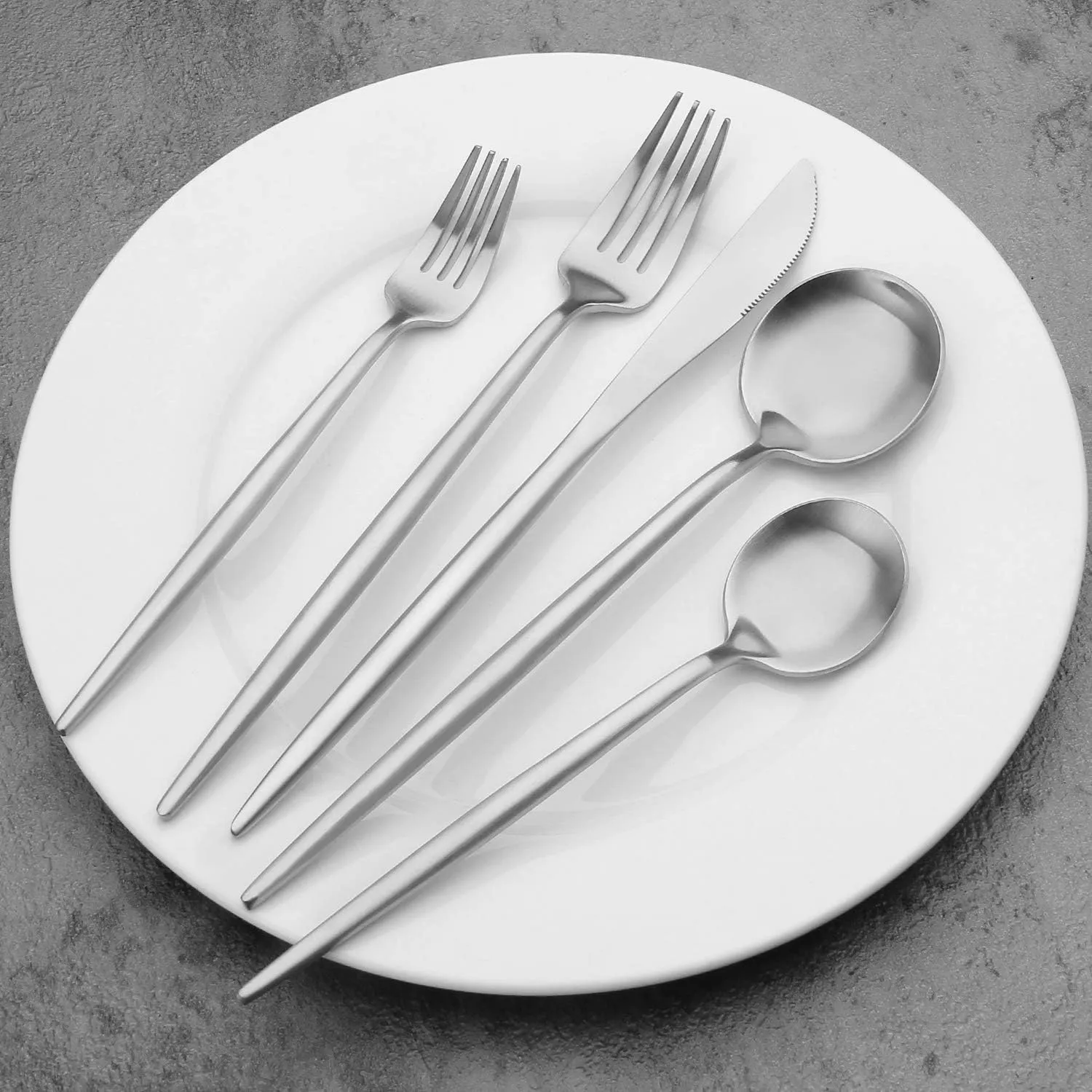Matte Silverware Set BEGEEL,Satin Finish 20 Piece Stainless Steel Flatware Set,Service for 4,Metal Tableware Cutlery Set,Kitchen Dinnerware Utensils Sets for Home and Party,Dishwasher Safe