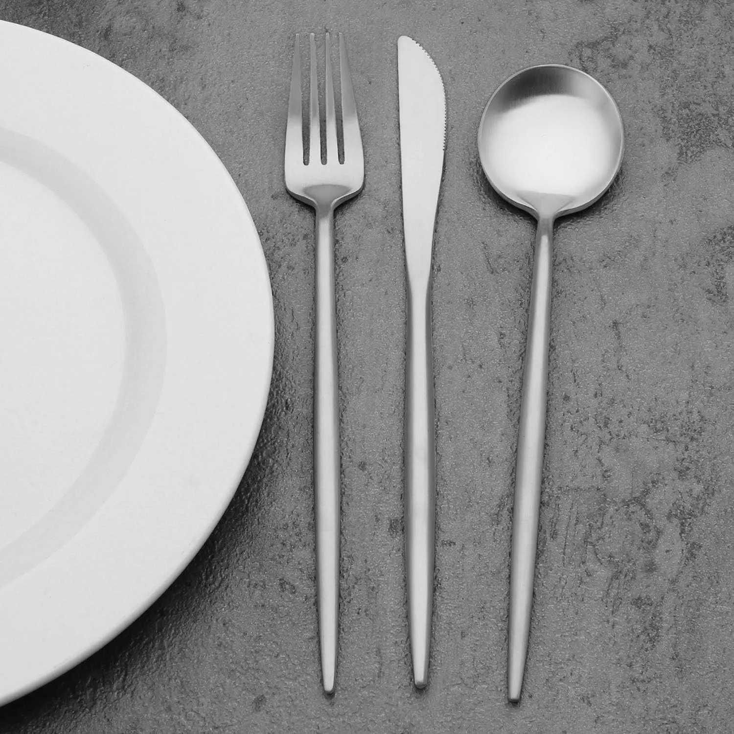 Matte Silverware Set BEGEEL,Satin Finish 20 Piece Stainless Steel Flatware Set,Service for 4,Metal Tableware Cutlery Set,Kitchen Dinnerware Utensils Sets for Home and Party,Dishwasher Safe