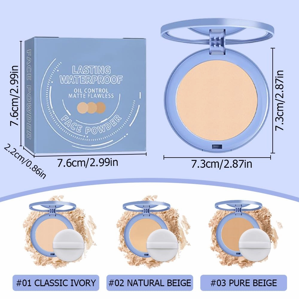 Matte Perfection Pressed Powder, Oil Control Face Pressed Powder, Waterproof Long Lasting Finishing Compacto to Achieve a Flawless Matte Complexion (Classic Ivory, 0.35 FL OZ)