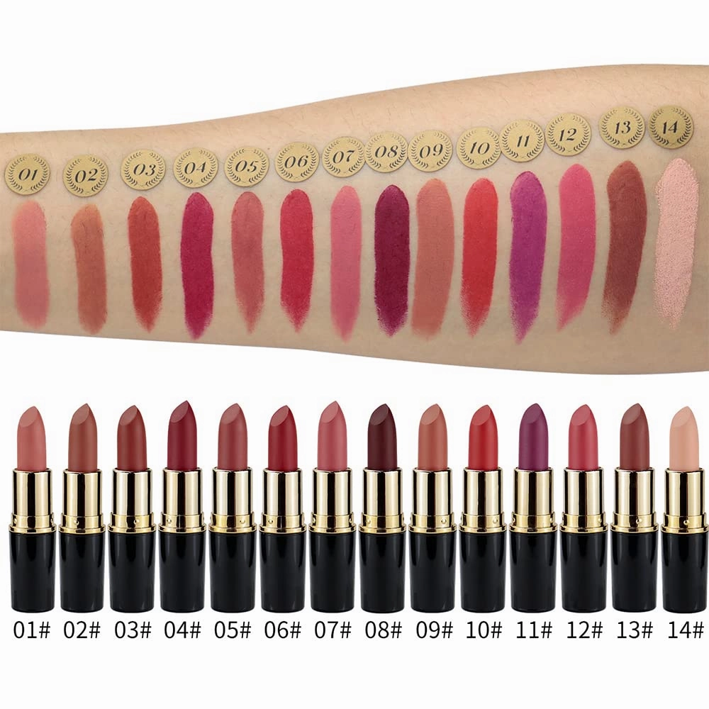 Matte Waterproof LipStick, 14 Colors Long Lasting Lip Makeup No Fade Pigmented Lip Stick Cosmeitc Gift for Girls and Women (5#)